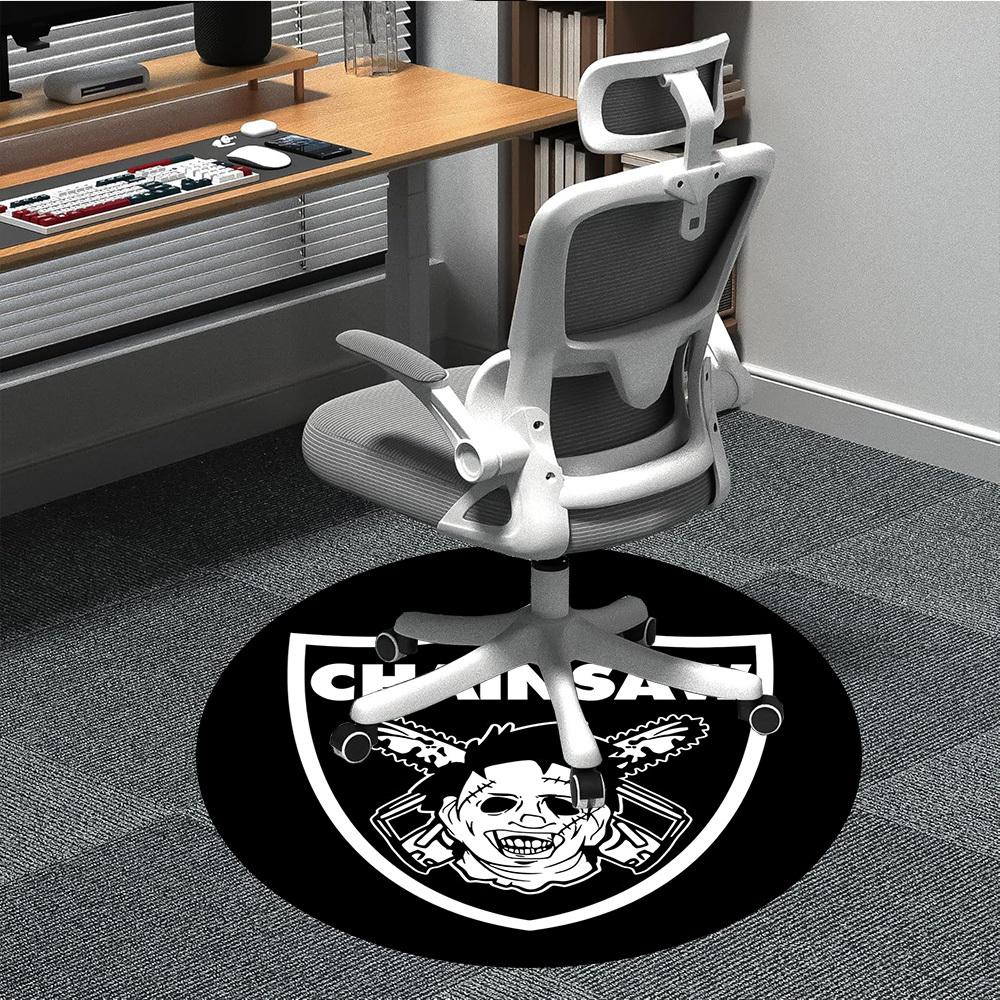 1pc Chainsaw Skull Office Round Area Rug, Under Office Chairs Bedroom Living Room Home Decor, Room Deco, Available in Various Sizes