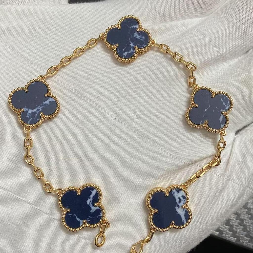 Nuova Versione Bracciale Quadrifoglio Cinque Fiori Agata Rossa Naturale Madreperla Bianca Bracciale da Donna Bracciale Laser