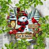 Vintage Eisen Weihnachtswandkunst Runder Kranzschild Schneemann Kardinal Feiertagsdekoration
