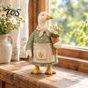 Garden Landscaping Supplies Rustic Goose Figurine, Resin Statue with Apron Holding Flowers, Vintage Style Figurines Cute Animal Ornament for