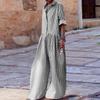 Tuta Lunga Estiva Cotone Lino Casual Tute Donna Strisce Ampia Maxi Tuta Abbigliamento Vacanze per Donne