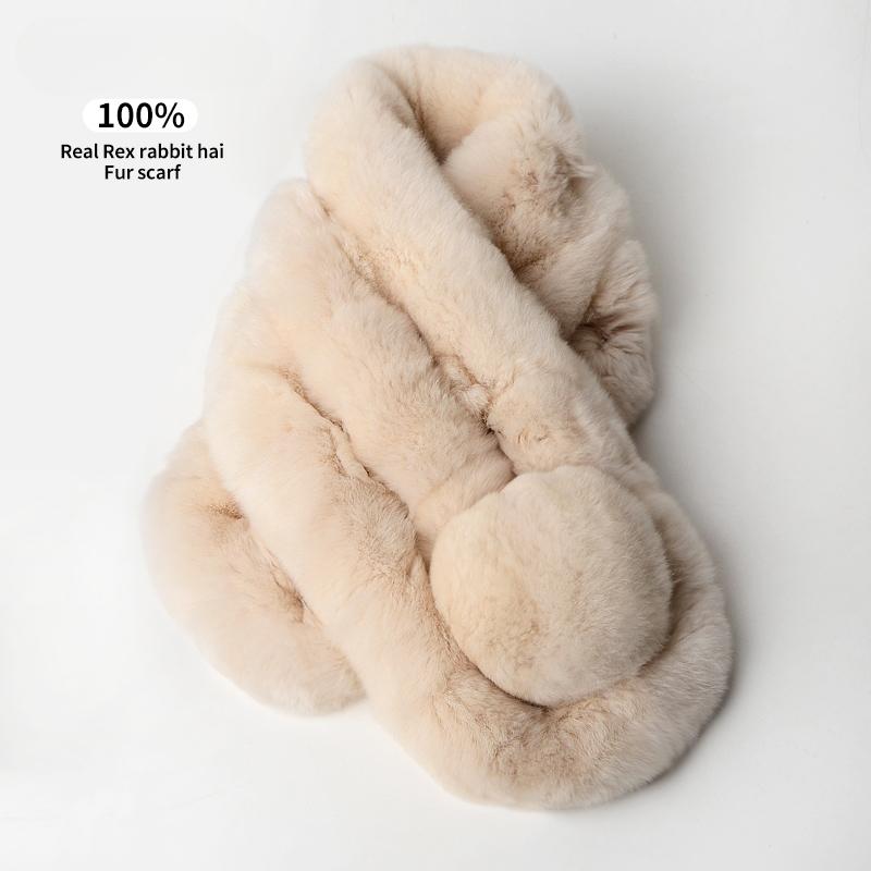 Versatile Rabbit Hair Scarf Women's Autumn and Winter Warm Real Rex Rabbit Hair Scarf Solid Color Children's Universal Thickened Hair