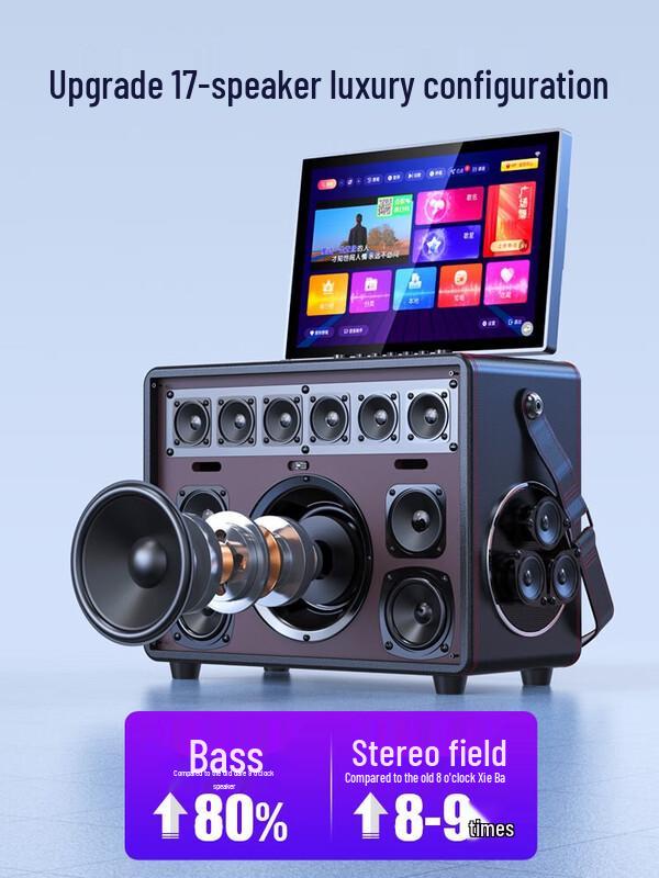 SANSUI 2024 Portable Home KTV Bluetooth Speaker System with Display