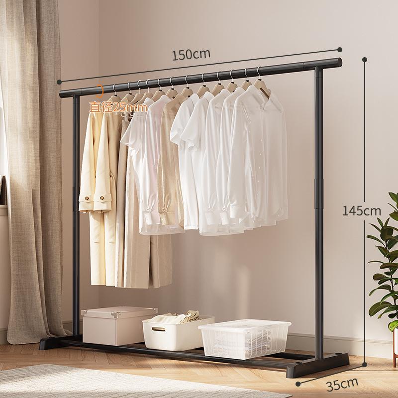 Extra Thick Double Row Vertical Clothes Rack with Wheels for Bedroom Storage