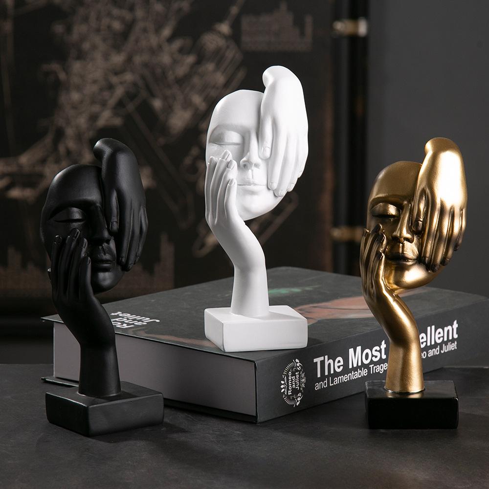 European Minimalist Abstract Facial Sculpture Resin Art Decor Handmade Contemporary Figurine Statue for Home Office Living Room