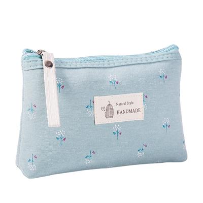 Stylish Printed Canvas Cosmetic Bag with Zipper Travel Toiletry Organizer Pouch for Women Hand Catch Storage Bag 17 11.5 Cm