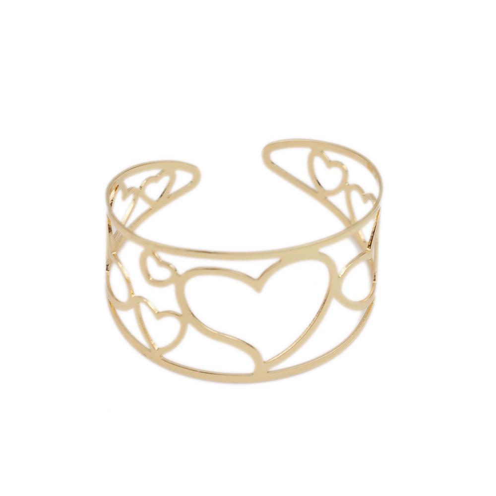 Women's Exaggerated Heart Cut-out Metal Bangle - European & American Street Style Arm Jewelry