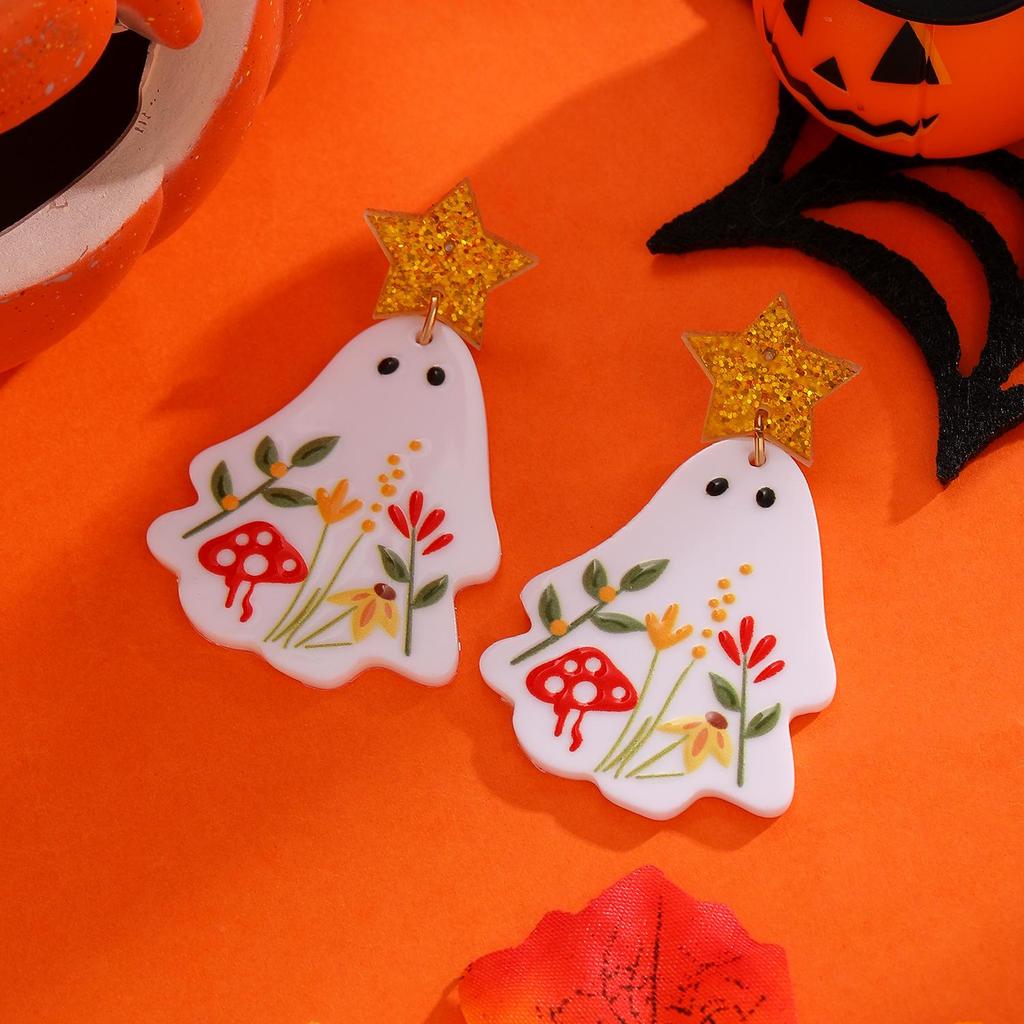 Fashion Personality Creative Versatile Halloween Acrylic Ghost Earrings