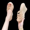 Women's Wedge Slippers Summer New Round Head Open Toe Cross with Waterproof Platform Non-slip High Heels