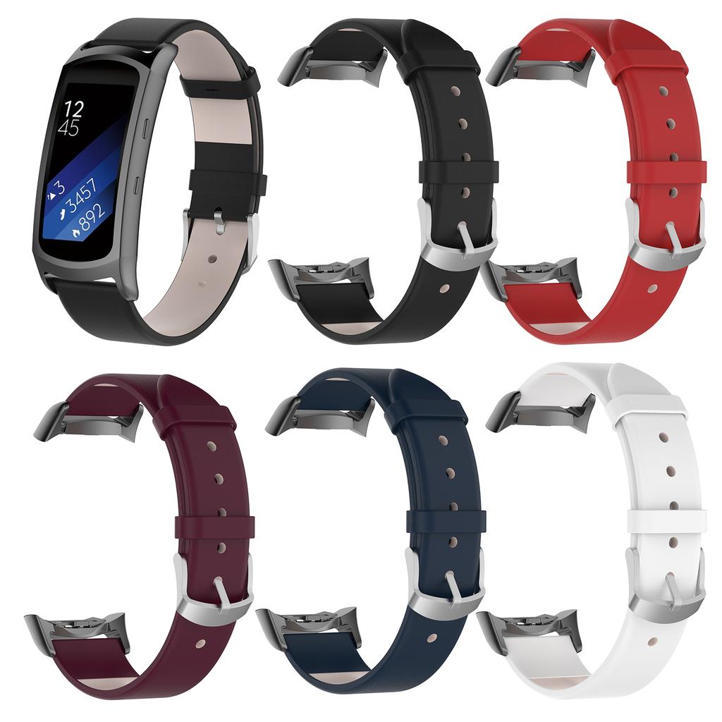 Genuine Leather Watch Band with Stainless Steel Connector for Samsung Gear Fit2 Pro (R365)/Fit2 (R360)