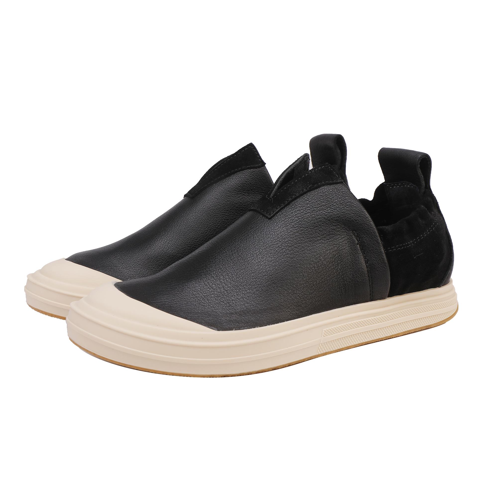 

Johnature Retro Soft Soled Cowhide Loafers Genuine Leather Solid Color Versatile Women s Flat Shoes 40 чёрный