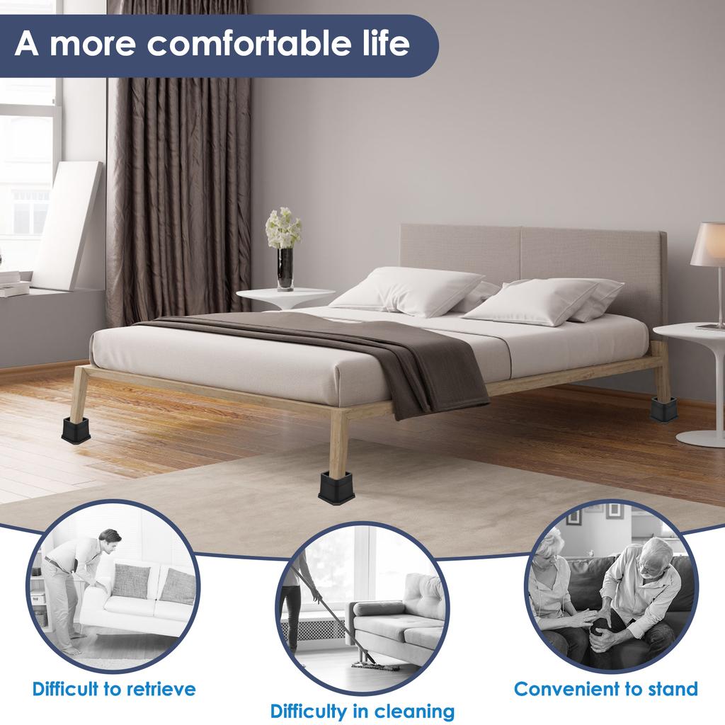 4Pcs Chair Feet Riser Furniture  Heightening Foot Pad Anti Slip Bed Sofa Chair Table Feet New Wear Resistant Steel Support Riser