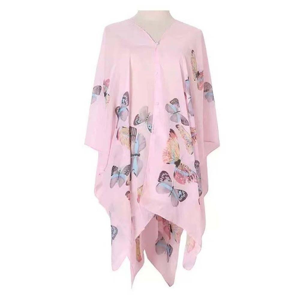 Breathable Thin Large Scarf with Buckle Seaside Vacation Cloak Sunscreen Butterfly Shawl  Gift