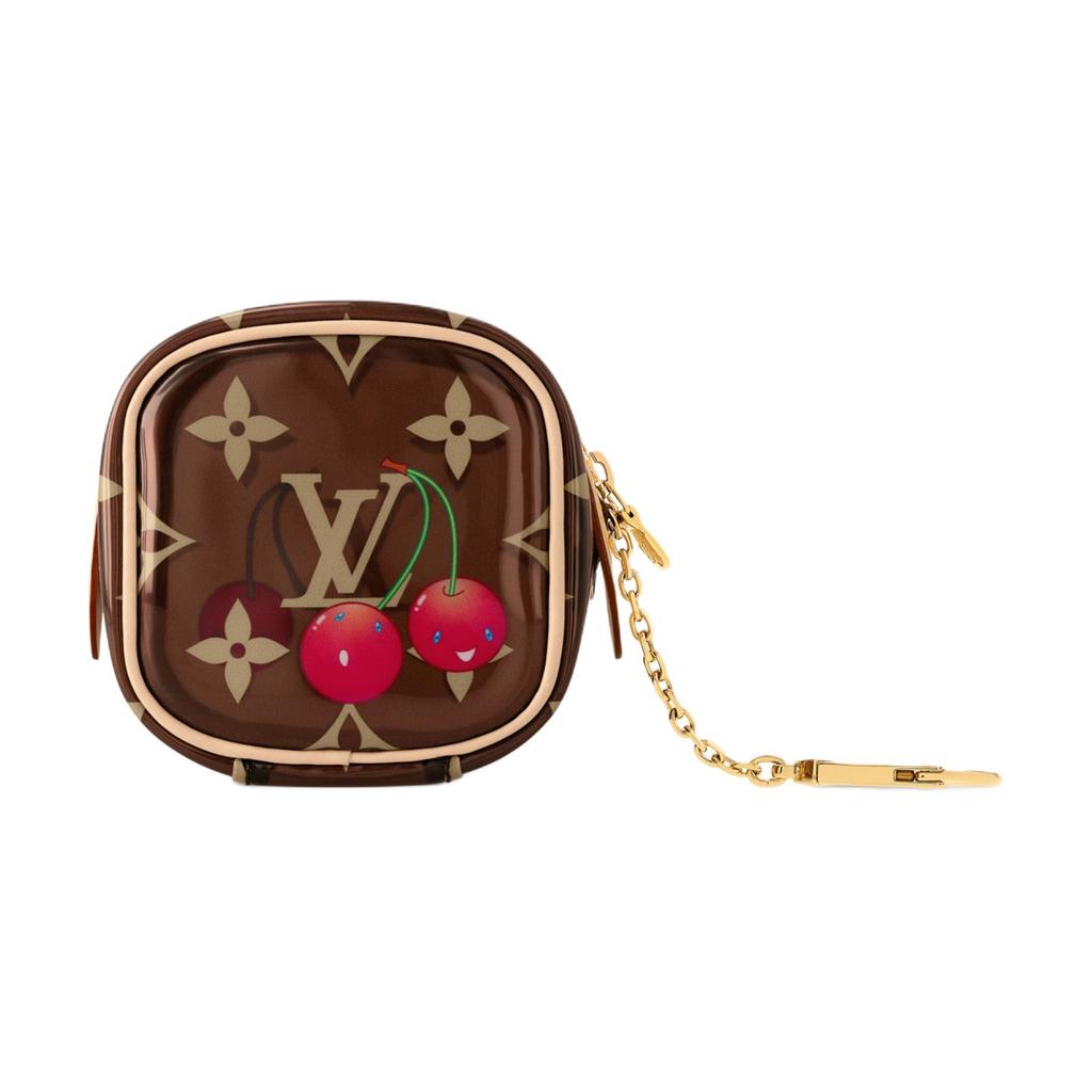 Louis Vuitton X Takashi Murakami Cube Monogram Cherry Print Faux Crystal Wallet Women Wallet Brown M14943