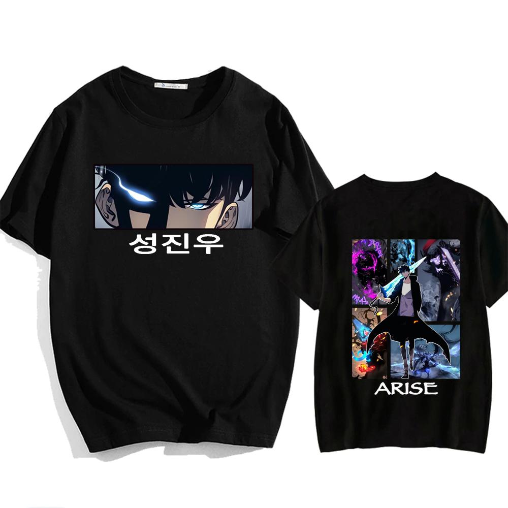 Anime Solo Levelling Boy Eyes Graphic T Shirts Black Short Sleeve Harajuku Y2k Tops Tees Gothic Punk WoUnisex O-neck Oversized T-shirts