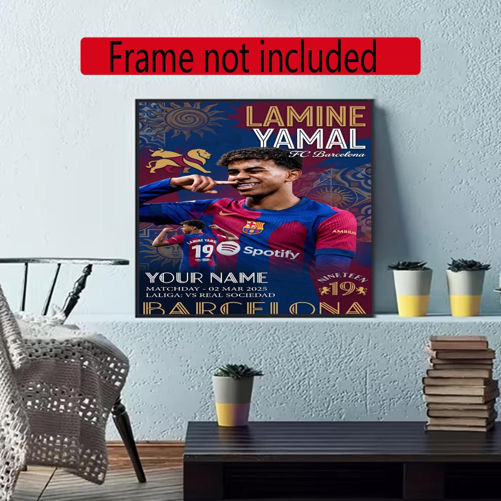 Lamin Yamal Personalized Name Round Diamond Painting Kit Diamond Embroidery Painting Rhinestones Mosaic Frameless Handwork Decoration Arts