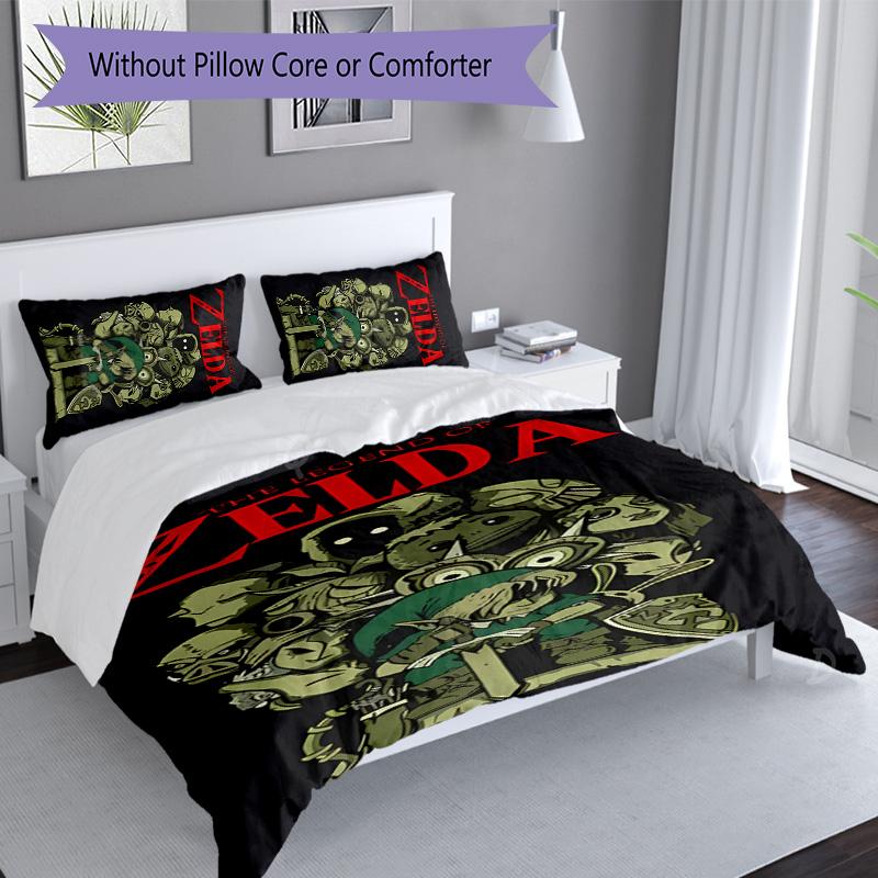 3pcs Cartoon Z-Zeldas pattern bedding set duvet cover set includes duvet cover &pillowcases, perfect all season bedroom decoration & gift