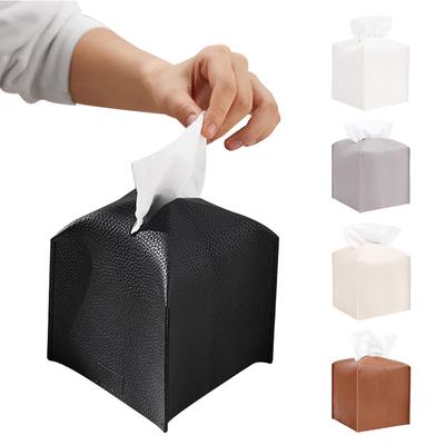 Quadratische Taschentuchbox aus PU-Leder für Küchenzubehör, Desktop-Aufbewahrungs-Organizer, Serviettenhalter, faltbares Taschentuchetui