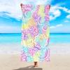 1 Stück Ultrafein Faser farbiges Mandala bedrucktes Strandtuch, Bohemian schnell trocknendes saugfähiges Strand Schwimmtuch, Handtuch