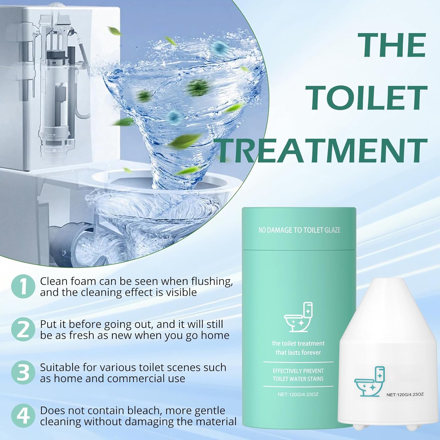 Clean Toilet Cleaner – Crazy Clean Pro 10 Year Toilet Cleaner, Deep Cleaning & Deodorizing Formula, Automatic Fresh Scent for Continuous Use,