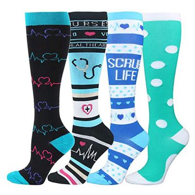 4 Pairs Compression Socks for Men Women Knee High Compression Support Circulation Socks for Medical Running Nursing Athletic