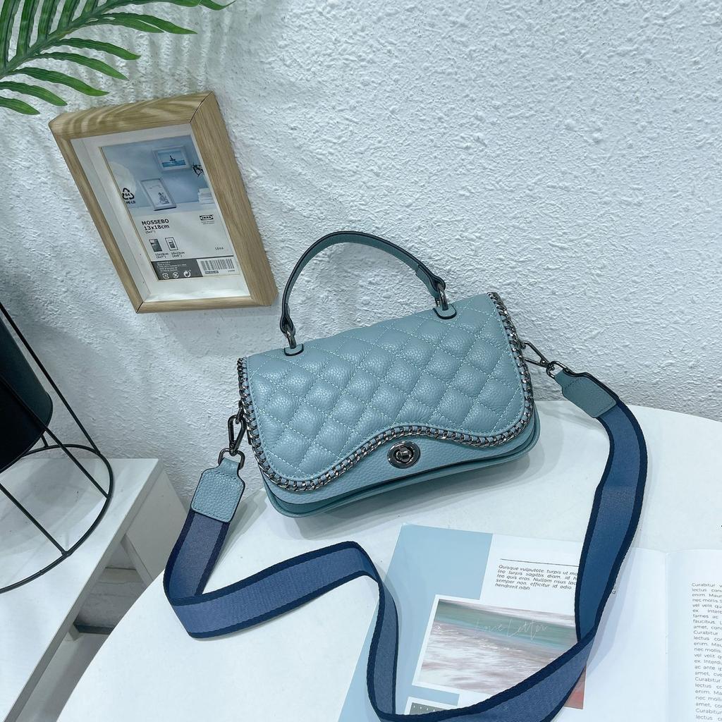 Premium light luxury leather women's bag rhombus small square bag handbag first layer cowhide temperament women's messenger bag