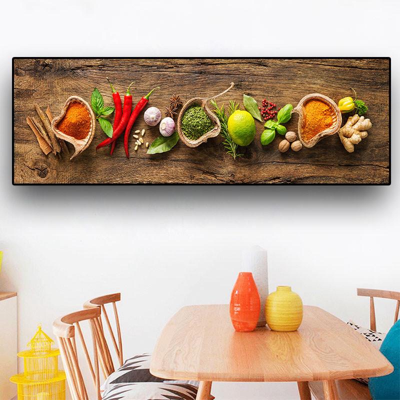 Grani di grandi dimensioni Wall Art Poster per la cucina Decorazioni per la casa Varie erbe e spezie Stampa HD Olio su tela Ristorante Pittura Cuadros