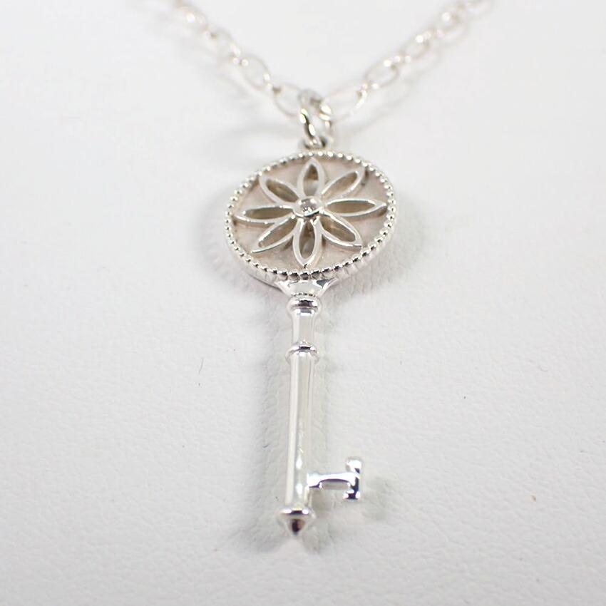 [Used] TIFFANY 925 Daisy Key Diamond Pendant/Oval Link Chain Necklace/g507-46