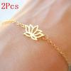2Pcs European and American fashion jewelry elegant lotus bracelet alloy plating lotus flower pendant