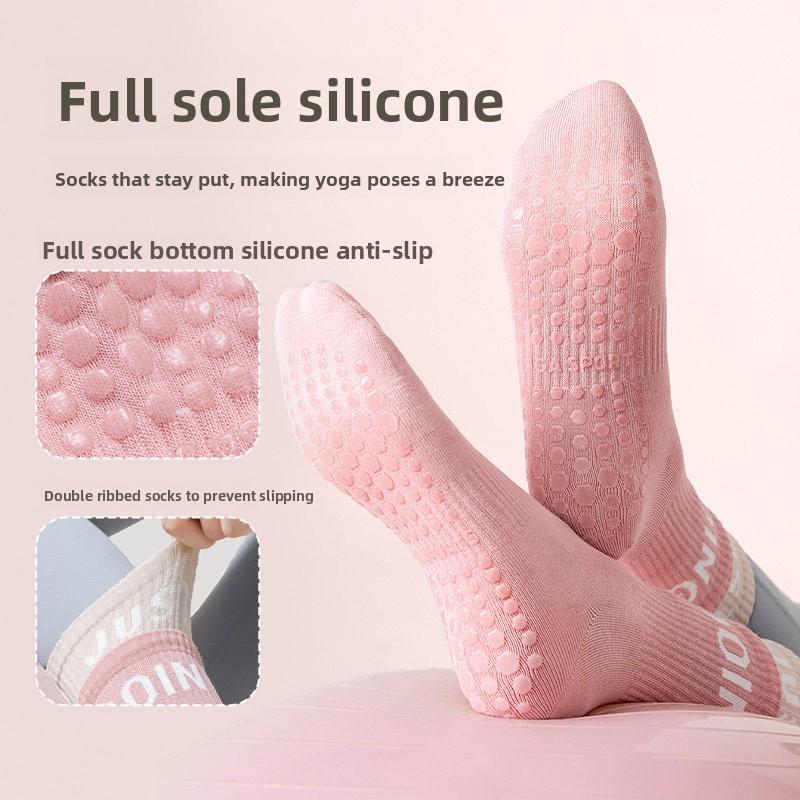 Anti-slip Yoga Socks, Pilates Long Socks, Pure Cotton Anti-slip Dance and Fitness Sports Women's Mid-calf Socks