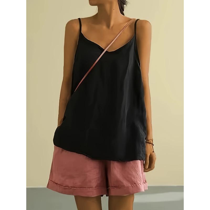 Strapless Top for Casual Vacation, Lightweight Shoulder Strap, Loose Fit, Solid Color, Versatile for All Occasions, Women's Dress.