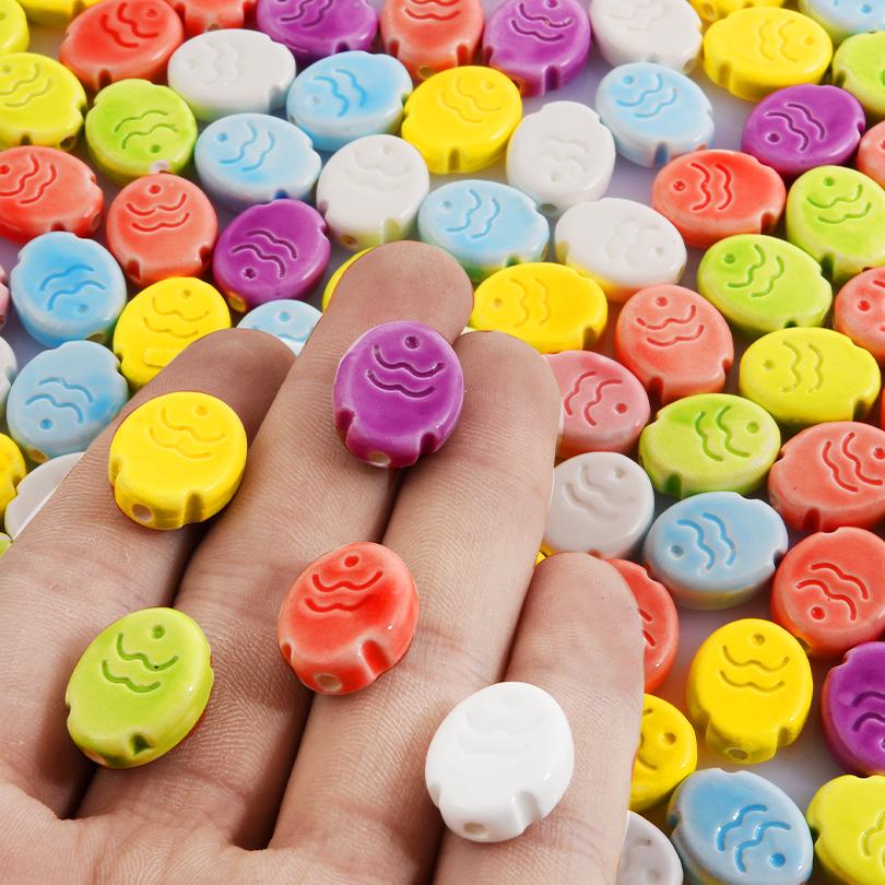10pcs/Lot Sea Beach Conch Starfish Tropical Fish Bead Charms For Jewelry Making Supplies Ceramics Pendant DIY Bracelets Material