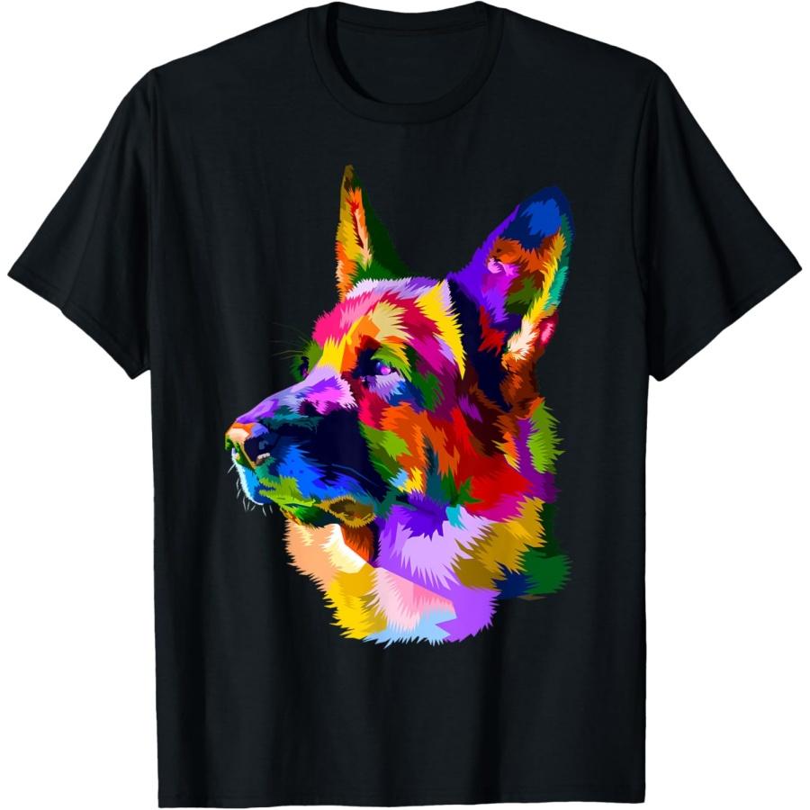 

German Shepherd Shop Colorful German Shepherd Dog Owner Multicolor Graphic T-Shirt S