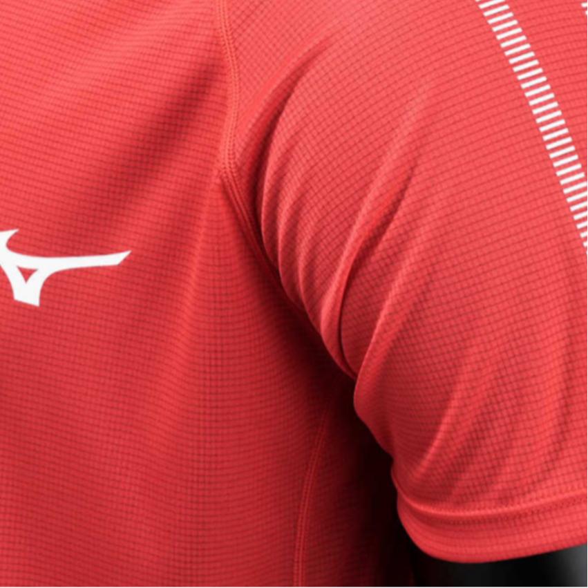 Mizuno Elite Atmungsaktives Schnelltrocknendes Kurzarm-T-Shirt Herren Tops Rot U2CA1A02-62