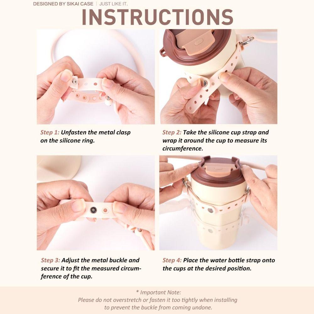 Silicone Water Bottle Handle Solid Color with Adjustable Strap Drink Carrier Strap Reusable Water Bottle Sling