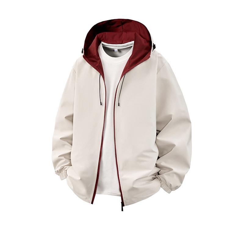 Men's Trendy Versatile Hooded Jacket - Spring/Autumn 2026, Color Block, Korean Style Casual Top