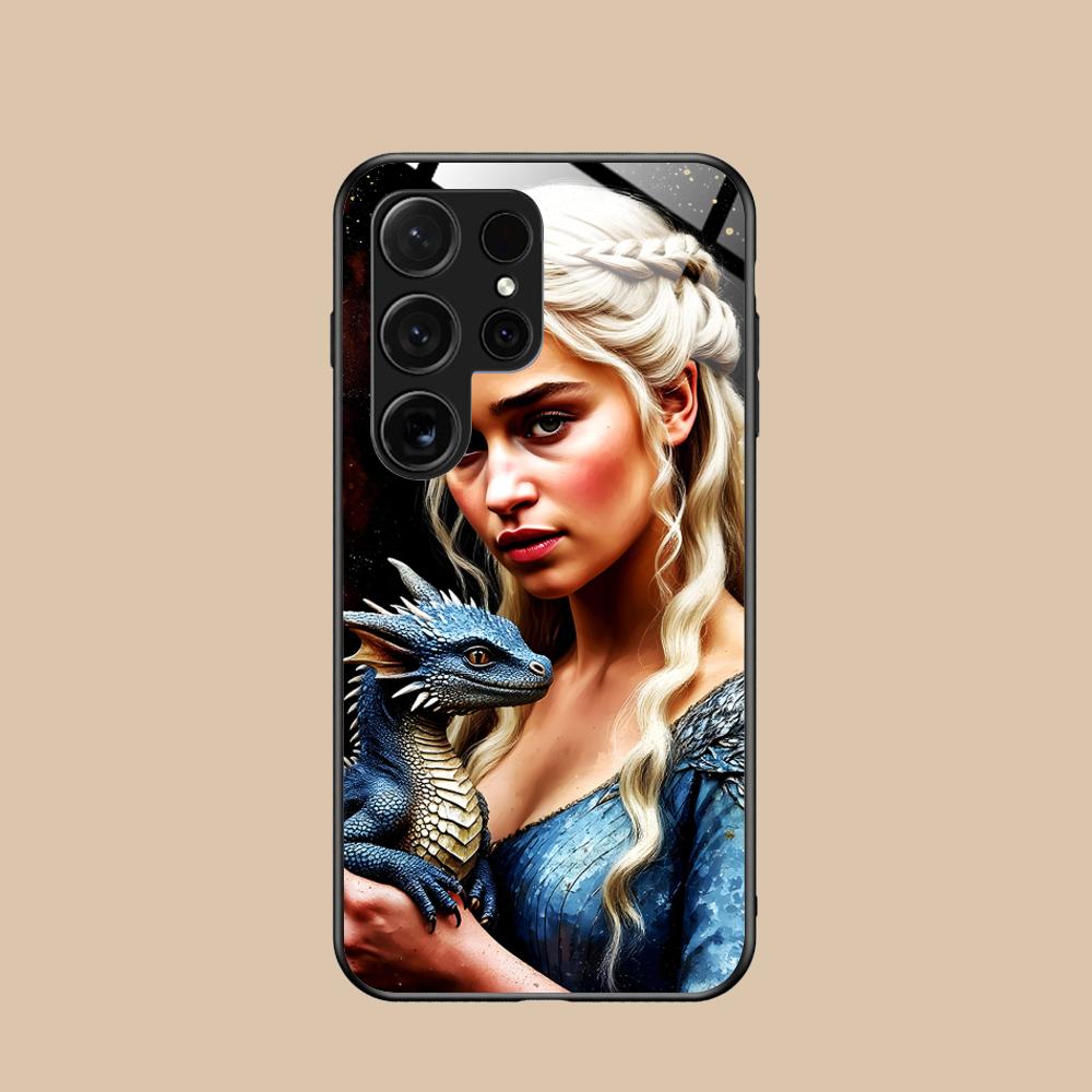 Dragon Queen Glass Mobile Phone Case for Samsung Galaxy S26 S25 S24 S23 S22 S21 S20 Note20 Plus FE Ultra Colorful Cover