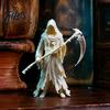 Board Game Chess Piece Gothic Grim Reaper Figurine, 3D Printed Hooded Statue with Culture Gift Sickle, Spooky Robe Decoration for Halloween