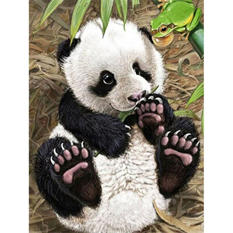 Noua pictură cu diamante 5D DIY, drăguț Panda, broderie cu diamante, punct de cruce, complet rotund, găurit, artizanat, decorațiuni pentru acasă, cadou de artă