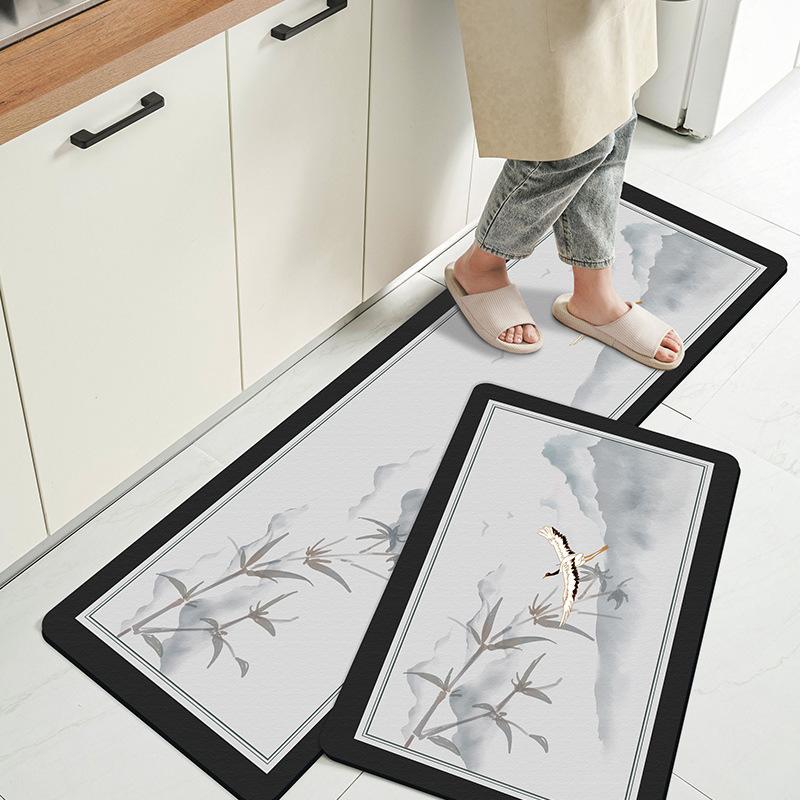 New Chinese Kitchen Area Ground Surface Mat Moisture-wicking Oil Repellent Wipe Clean Diatom Mud Quick Dry Slip-resistant Mat Ink Air Carpet