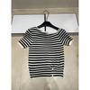 High-Quality Off-Shoulder Striped Knit Short-Sleeve Casual Top - 2026 Summer Collection