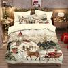 3pcs Christmas town print chipless bedding set multi size bedroom and dormitory duvet covers soft machine washable decoration