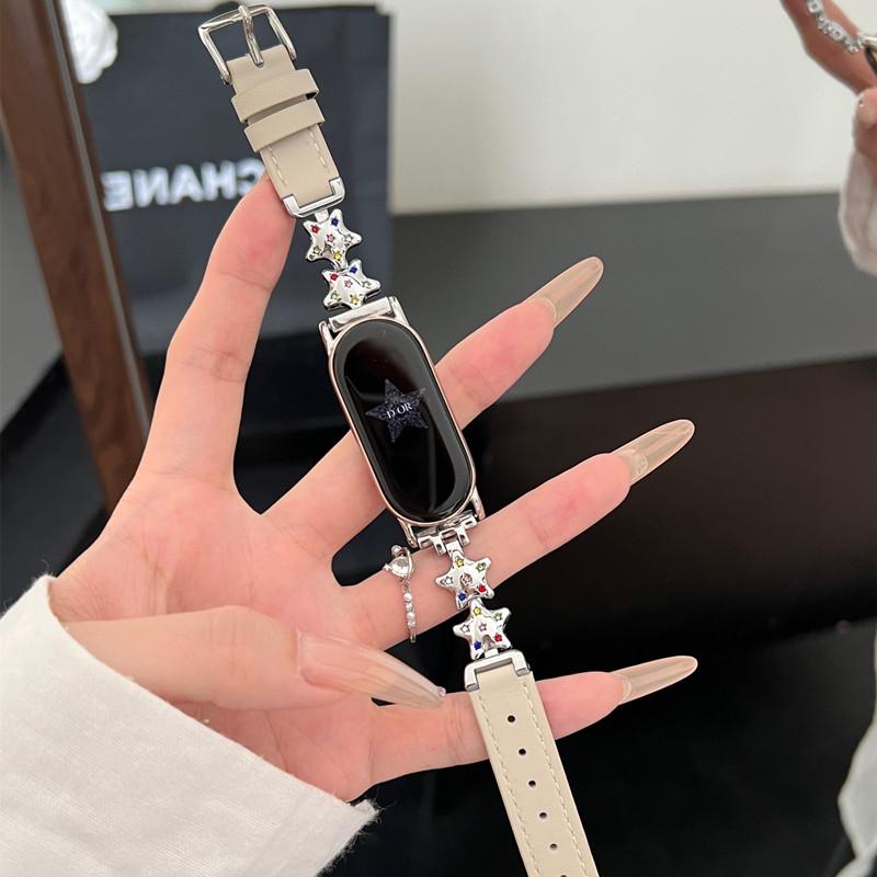 

Роскошный кожаный ремешок-бабочка для Xiaomi Mi Band 9 8, ремешок для умных часов Mi Band 8 9 Pro, спортивный браслет, сменный красный ремешок для часов mi watch 4 For xiaomi band 9 белый/серебряный