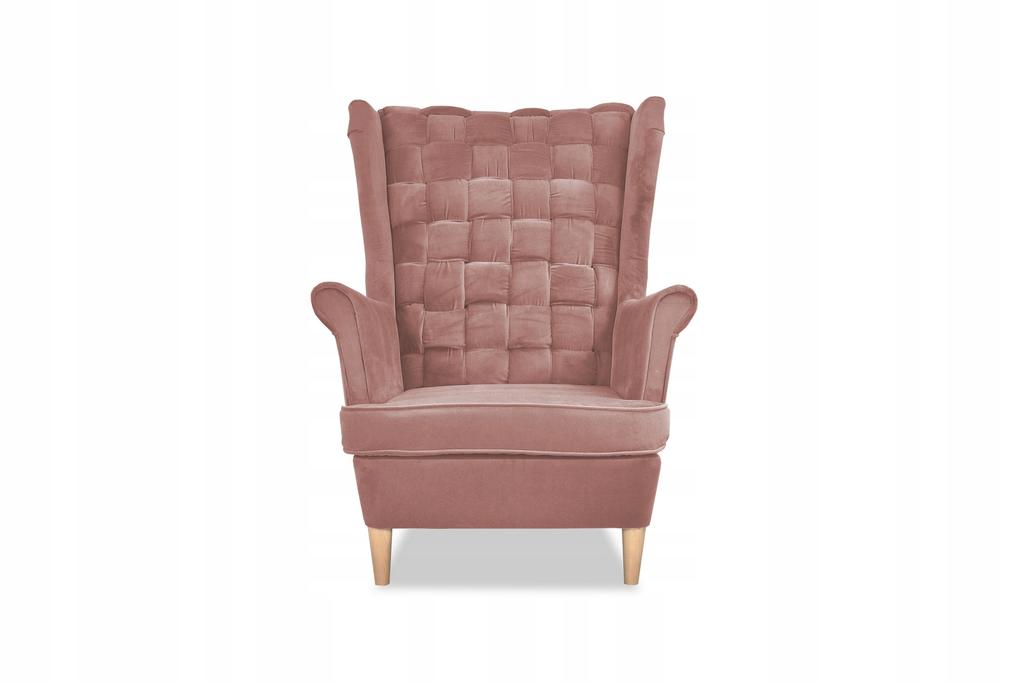 Carol Wing Chair with Footrest Scandinavian Family Meble Dirty Pink