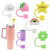 6PCS Straw Cover Cap For Stanley Cup Accessories Cute Flower Straw Toppers For Tumblers 10mm Silicone Straw Covers