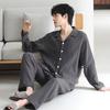 Large size couple pajamas autumn 1011 new spring and autumn cotton double-layer gauze long-sleeved trousers loungewear set