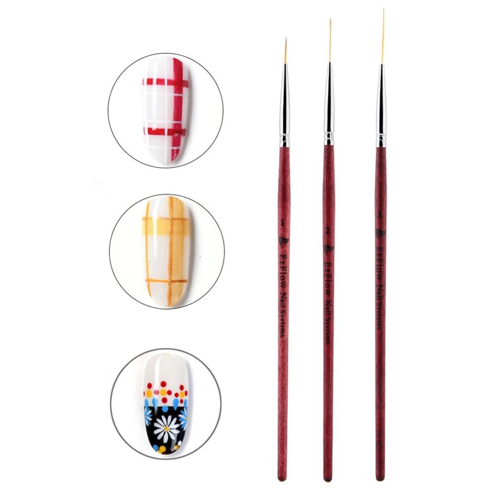 3pcs Mane Brush Nail Art Liner Brush Manicure Painting Brush Professional salon use