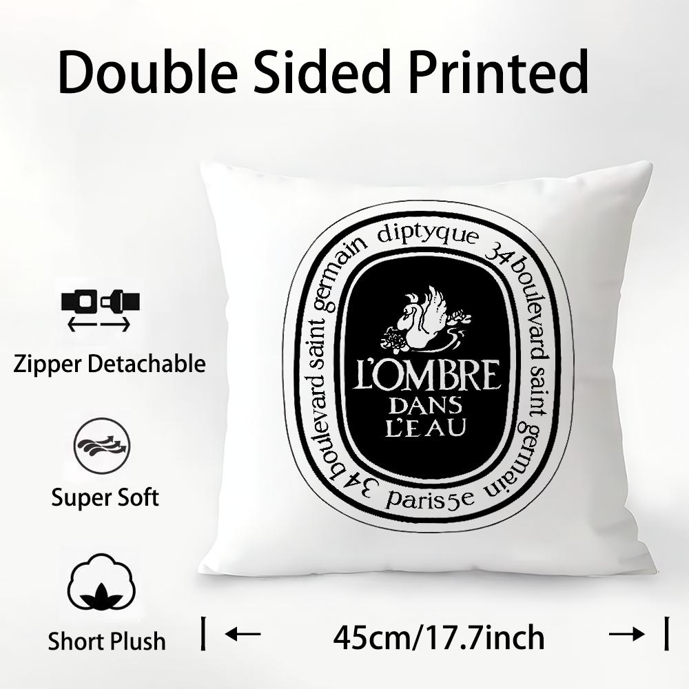 Luxury D-Diptyques Pillow Case Plush Fabric Soft Double Sided Print Sofa Cushion Cover Throw Pillow Covers