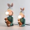 Nordic Luxury Human Statue Sculpture Decoration Table Lamp Hat Girl Decor Figurine Art Resin Table