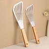 1 Stück Edelstahl Fischbratspatel mit Holzgriff Fächerförmiger Spatel Haushalt Hochtemperatur-Bratspatel